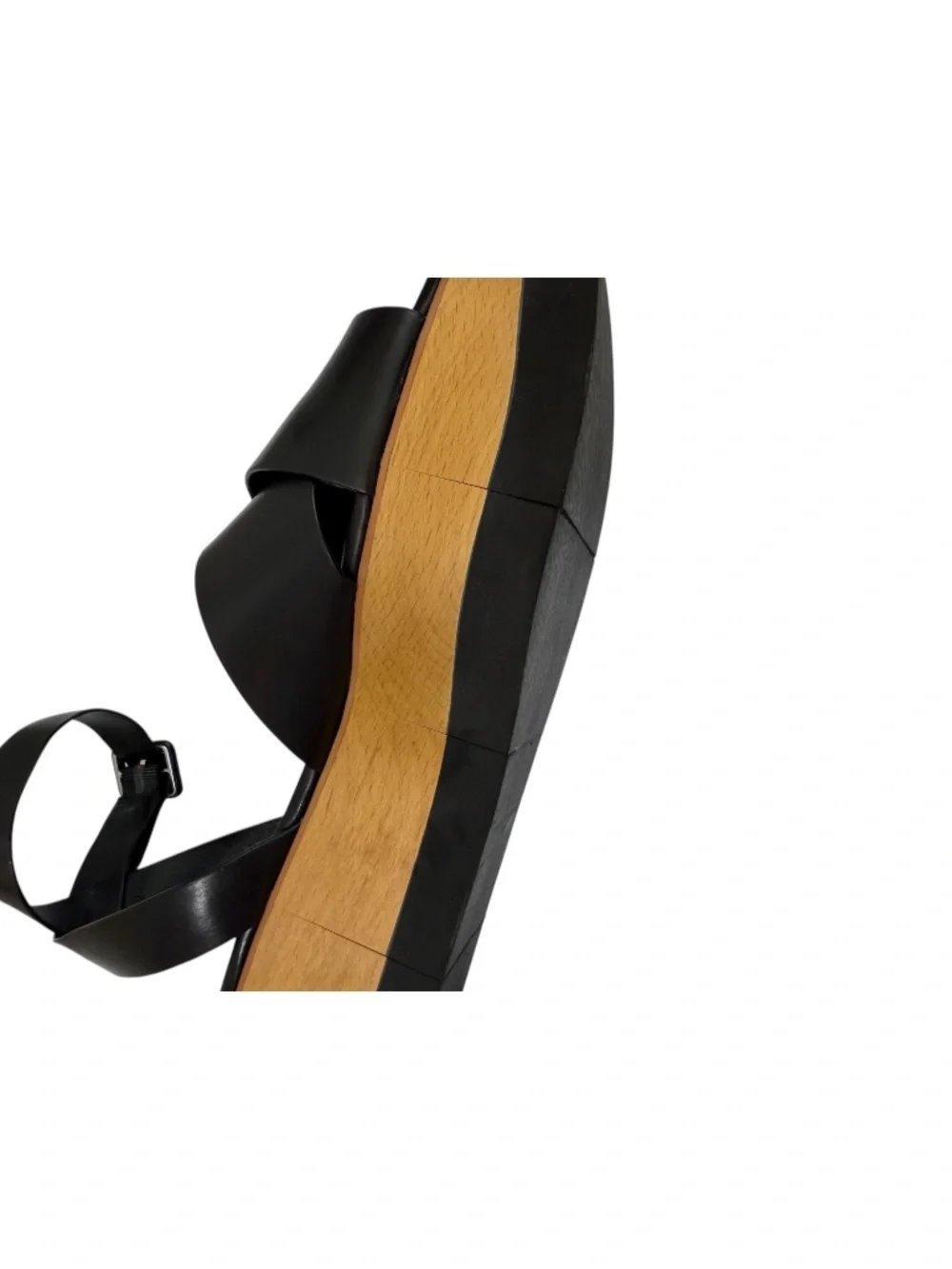 Veronica Beard Jayne Black Leather Platform Ankle Strap Sandals Size 7.5